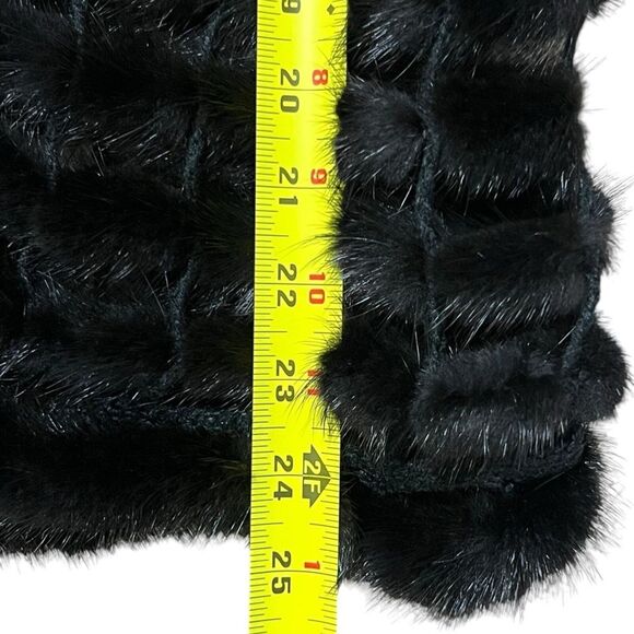 Ranch Mink Fur Vest with Crochet Black Genuine Mink Cozy Soft Statement Piece - Picture 9 of 13